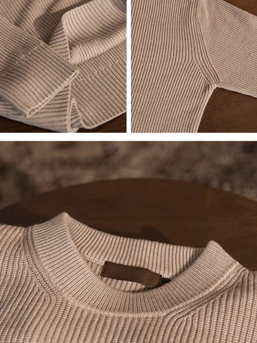 Ribbad O-ringad Tröja Beige