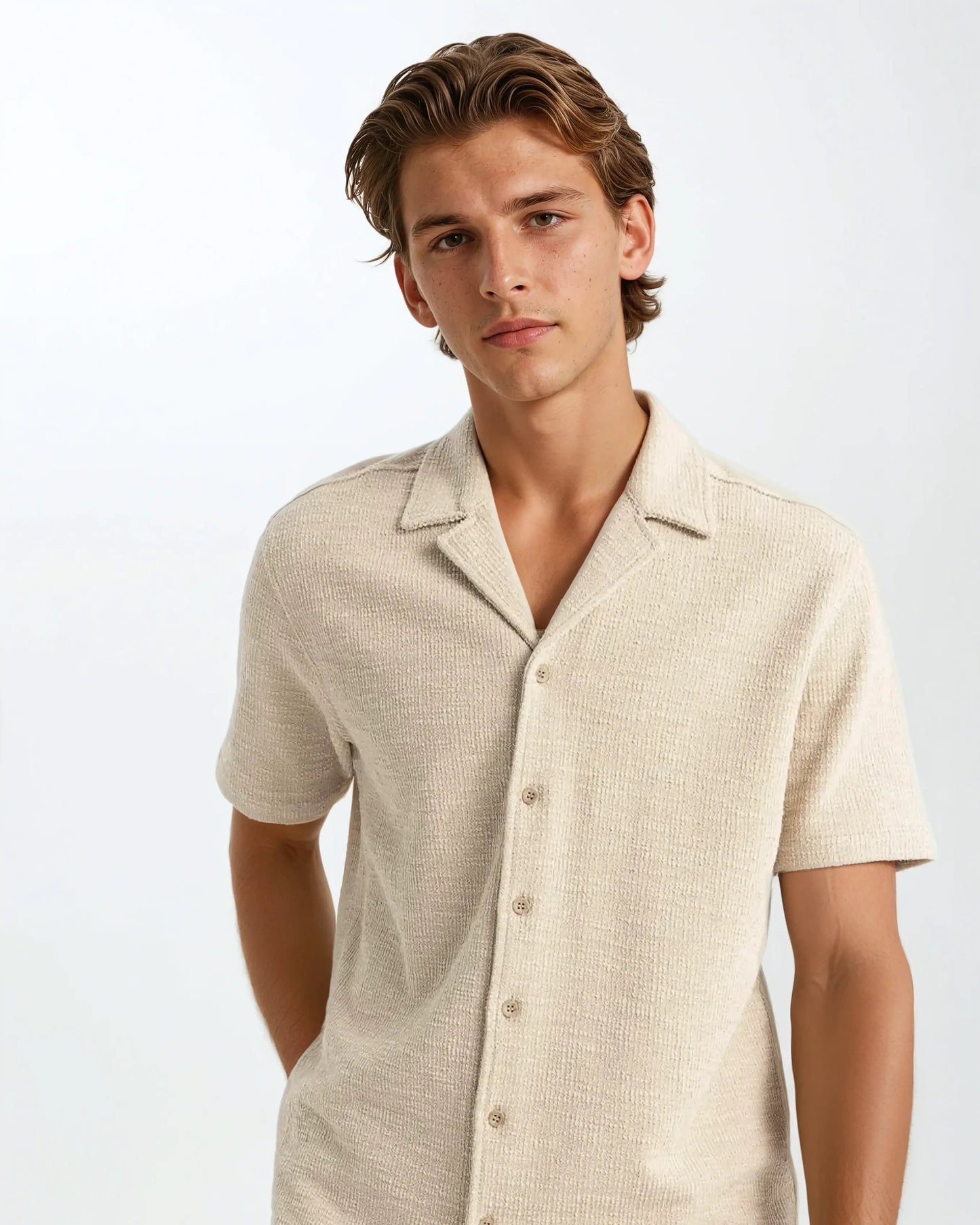 Henrik™ | Vaffel Skjorta Beige