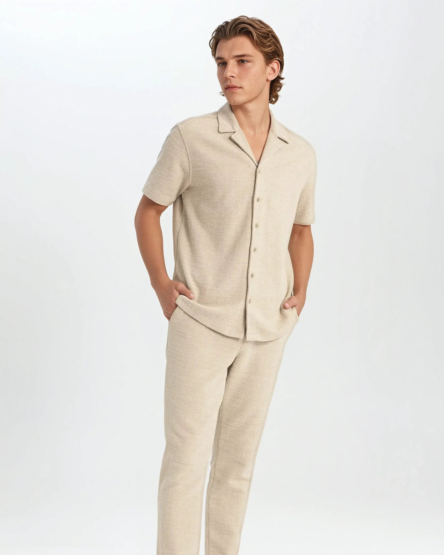 Henrik™ | Vaffel Skjorta Beige