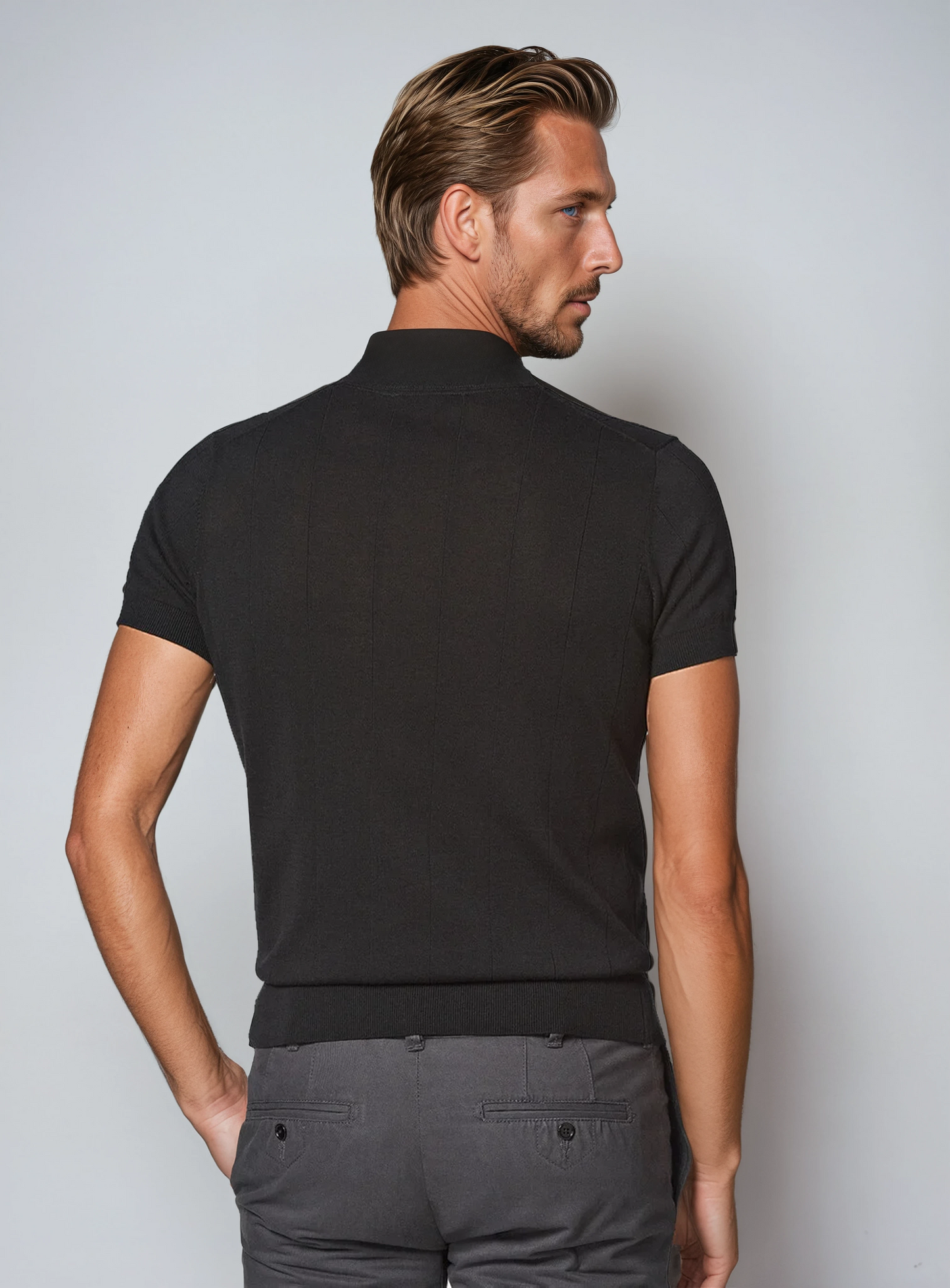 Erik™ | T-shirt med Platta Ribbor - Svart