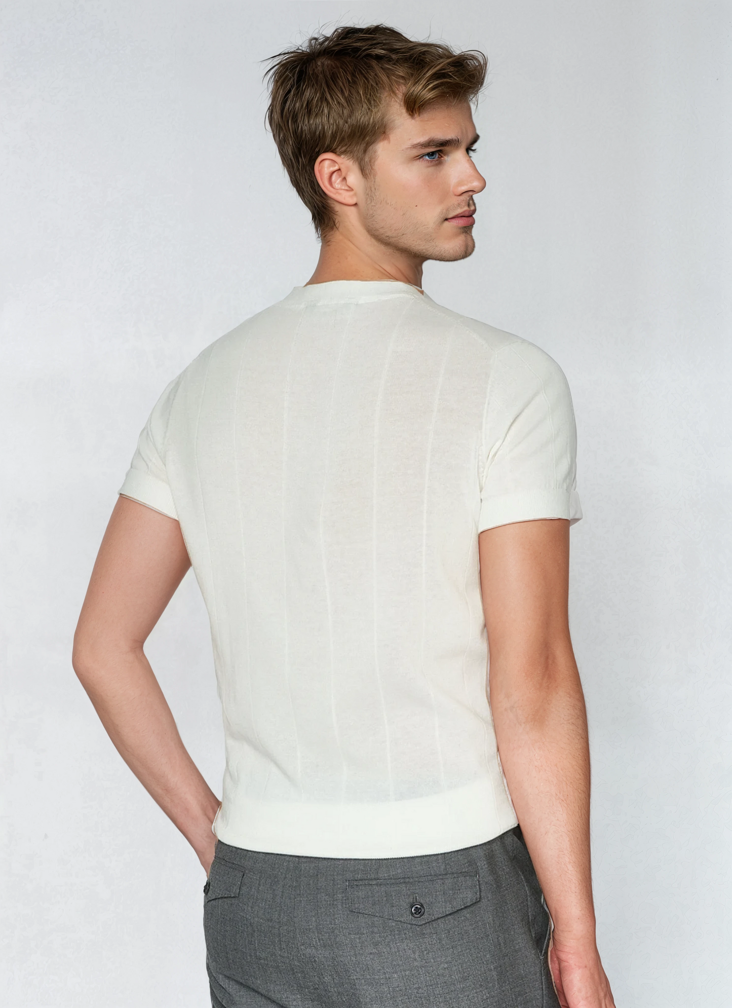 Erik™ | T-shirt med Platta Ribbor - Vit