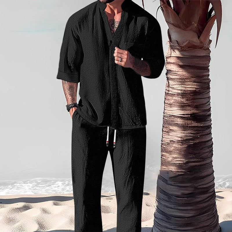 🌿💧Ensemble deux pièces en coton pour hommes : haut et pantalon✈️ Livraison gratuite