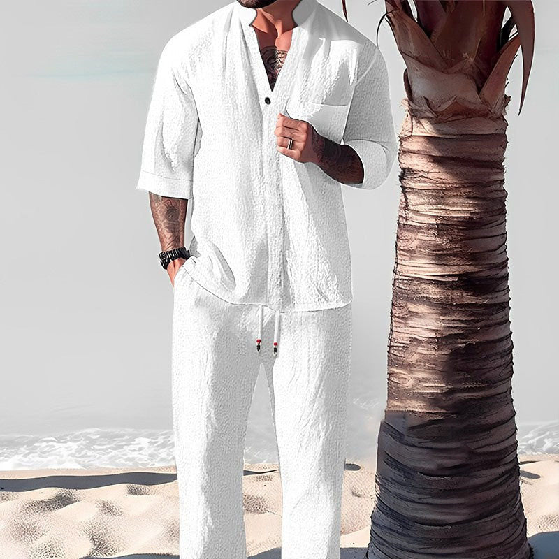 🌿💧Ensemble deux pièces en coton pour hommes : haut et pantalon✈️ Livraison gratuite