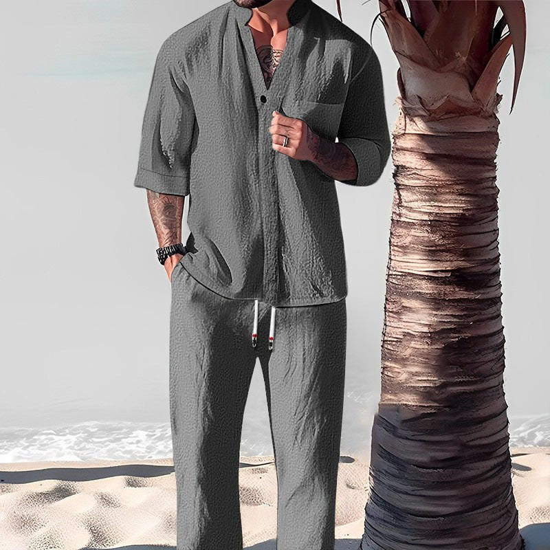 🌿💧Ensemble deux pièces en coton pour hommes : haut et pantalon✈️ Livraison gratuite