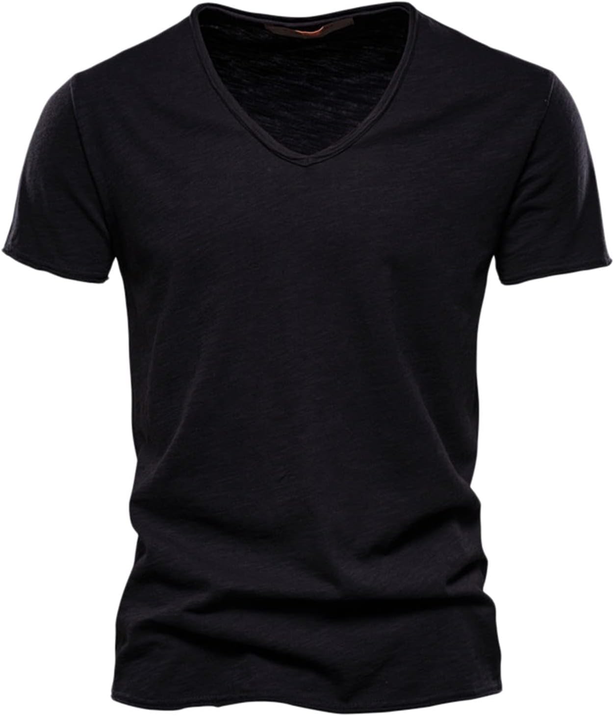 2025 Herrmode casual enfärgad bomull V-ringad kortärmad T-shirt topp toppar korta ärmar