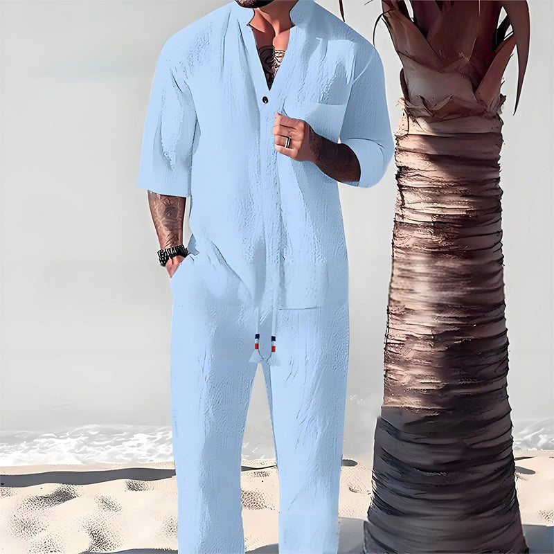 🌿💧Ensemble deux pièces en coton pour hommes : haut et pantalon✈️ Livraison gratuite