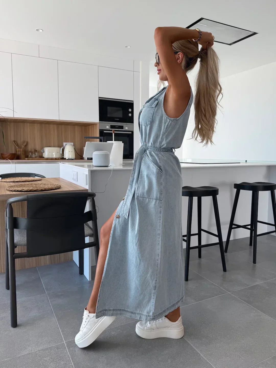 Jessica™ | Lång Denimklänning