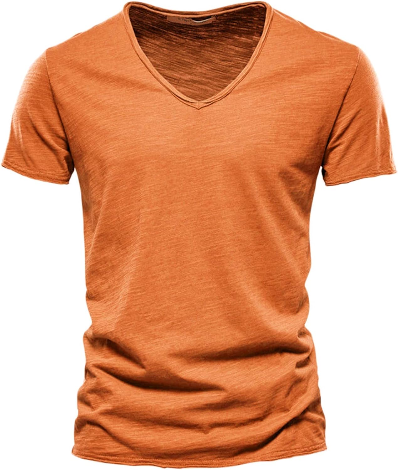 2025 Herrmode casual enfärgad bomull V-ringad kortärmad T-shirt topp toppar korta ärmar