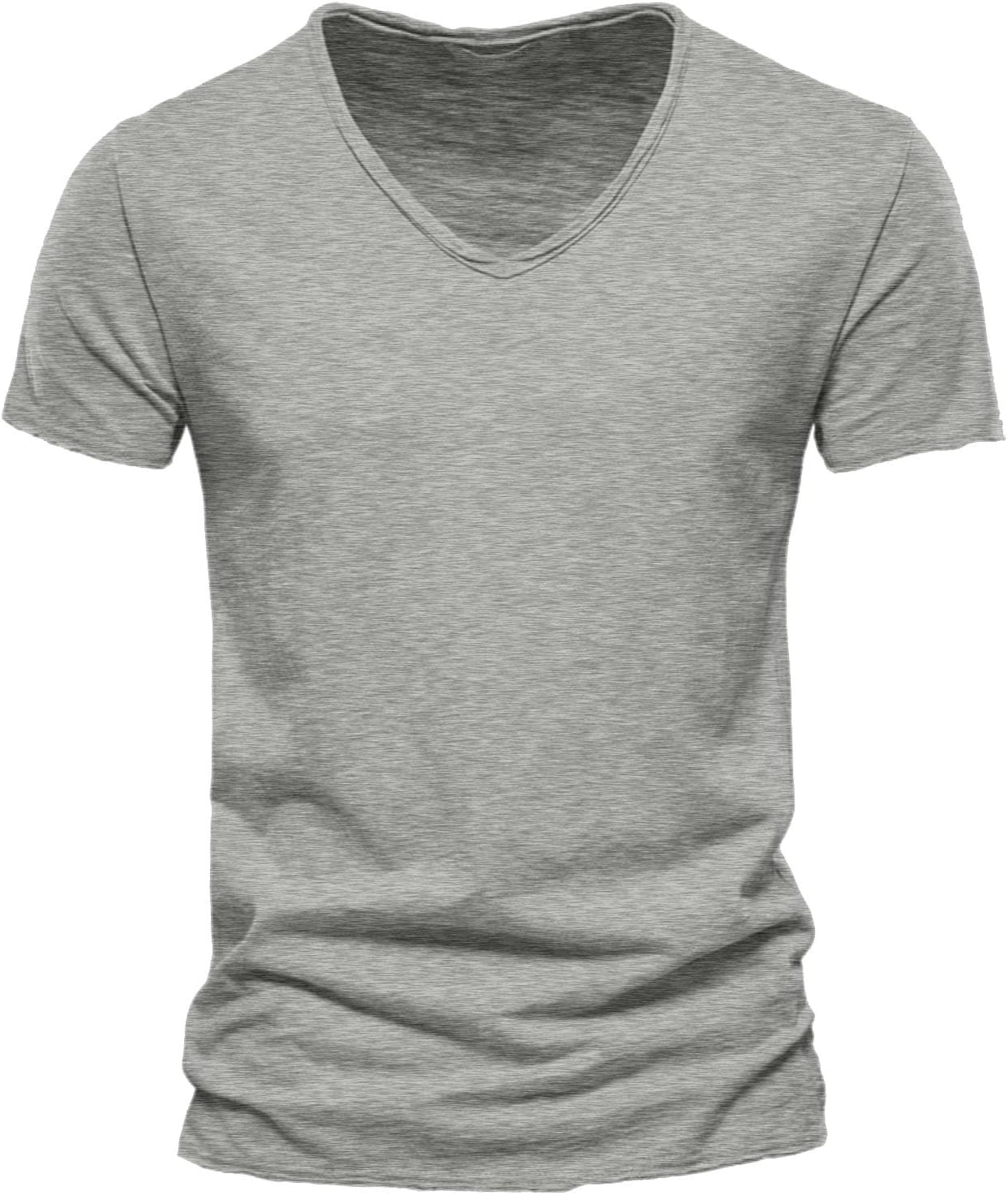 2025 Herrmode casual enfärgad bomull V-ringad kortärmad T-shirt topp toppar korta ärmar
