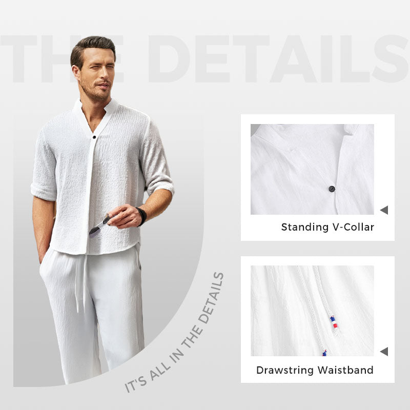 🌿💧Ensemble deux pièces en coton pour hommes : haut et pantalon✈️ Livraison gratuite