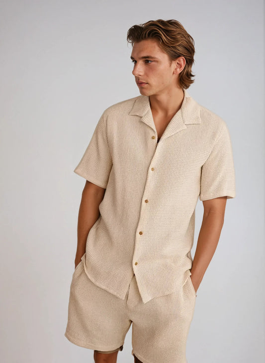 Henrik™ | Vaffel Skjorta Beige