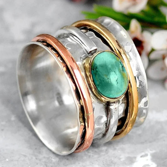 Coco - Vintage Guld & Silver Turkos Ring