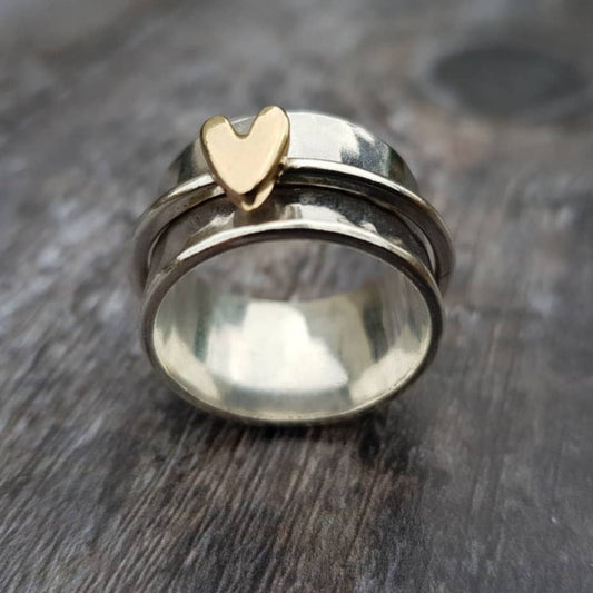 Mely - Guldhjärtat Silverring