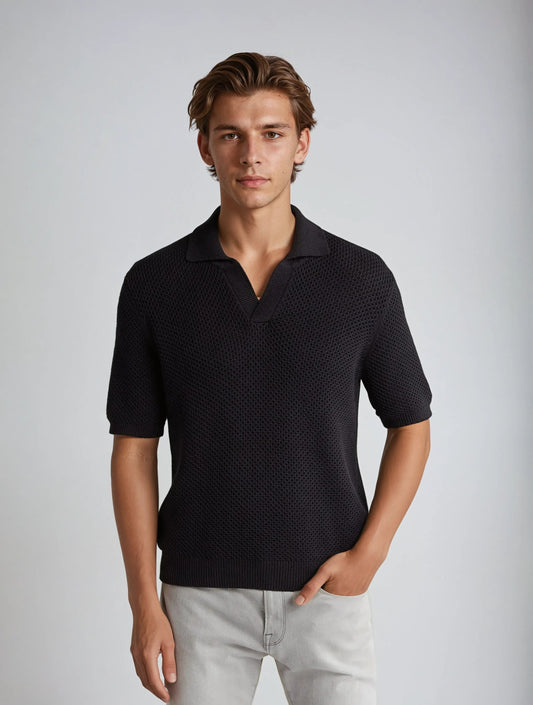 Oskar™ | Virkat Polo Svart